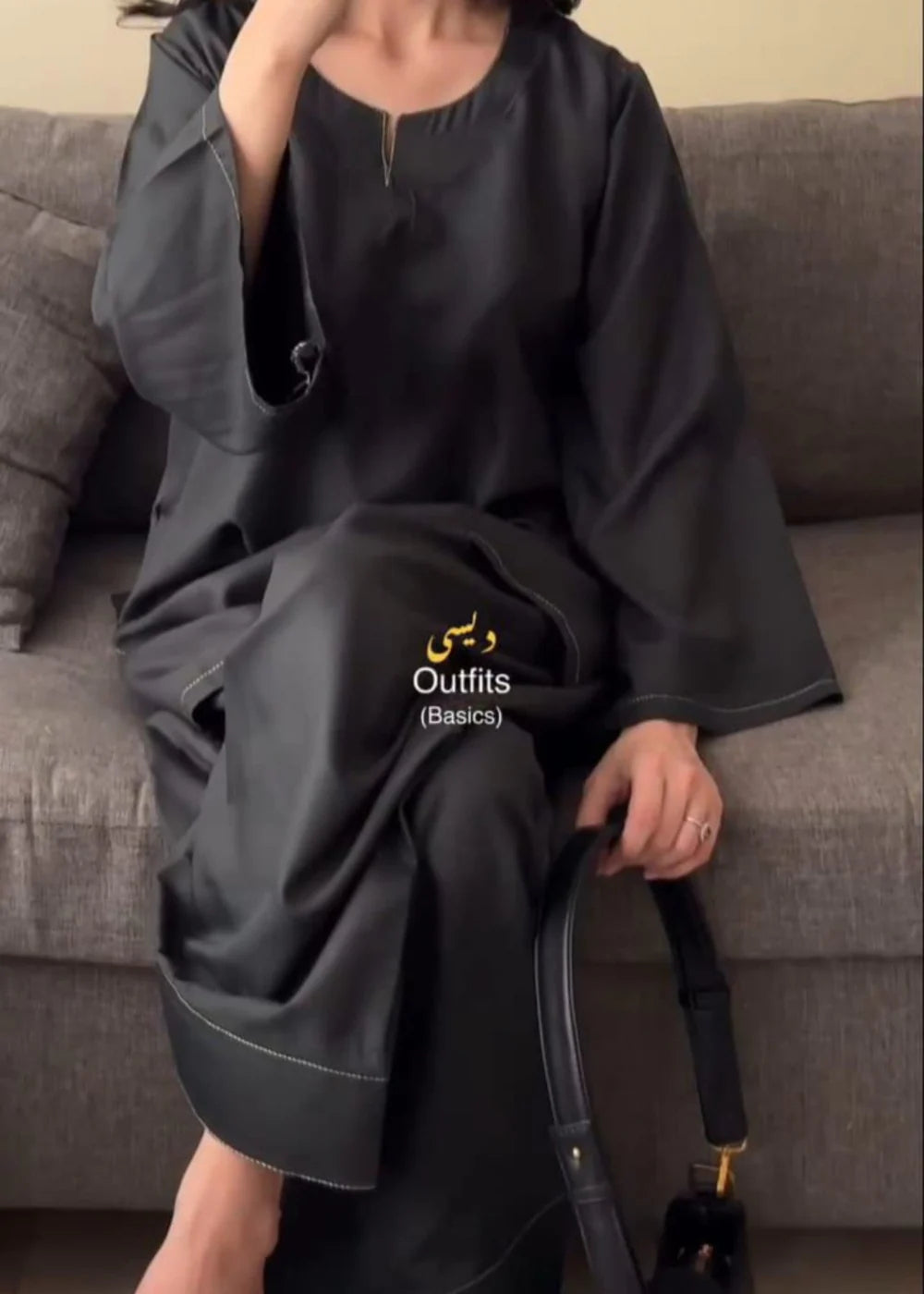PLAIN BLACK FARSHI SHALWAR 2PCS-Haram Store