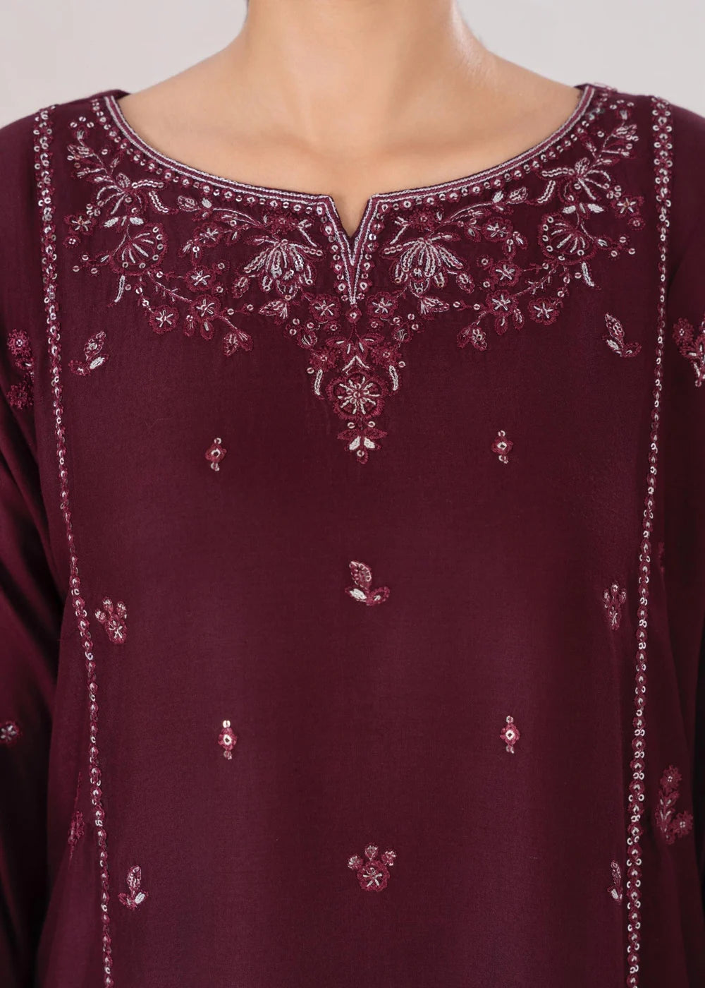 LARA EMBROIDERED 2PCS - PLUM -Haram Store